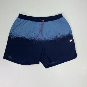 Fabletics Mens The One Short‎ Blue Ombre Splatter Reflective 5 Inch Inseam Small
